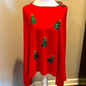 Victoria Harbour Holiday Cape w/Sequin Christmas Tree NWT One Size